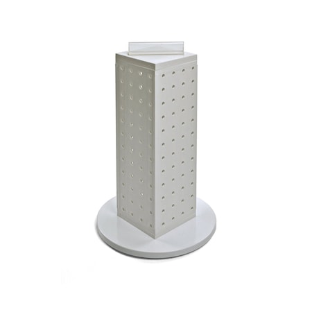 Azar Displays Four-sided 4'' W x 12'' H Pegboard Tower with Revolving 9'' Base, White 700220-WHT